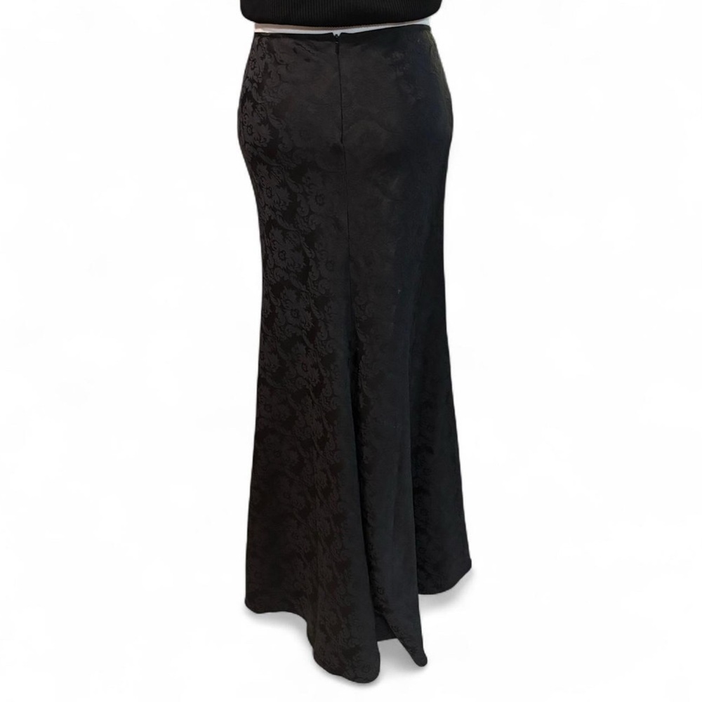 VTG y2k Sz 8 Jacquard Maxi Skirt Grunge Goth Slip Look Bias Cut Satin Whimsigoth - Picture 5 of 8